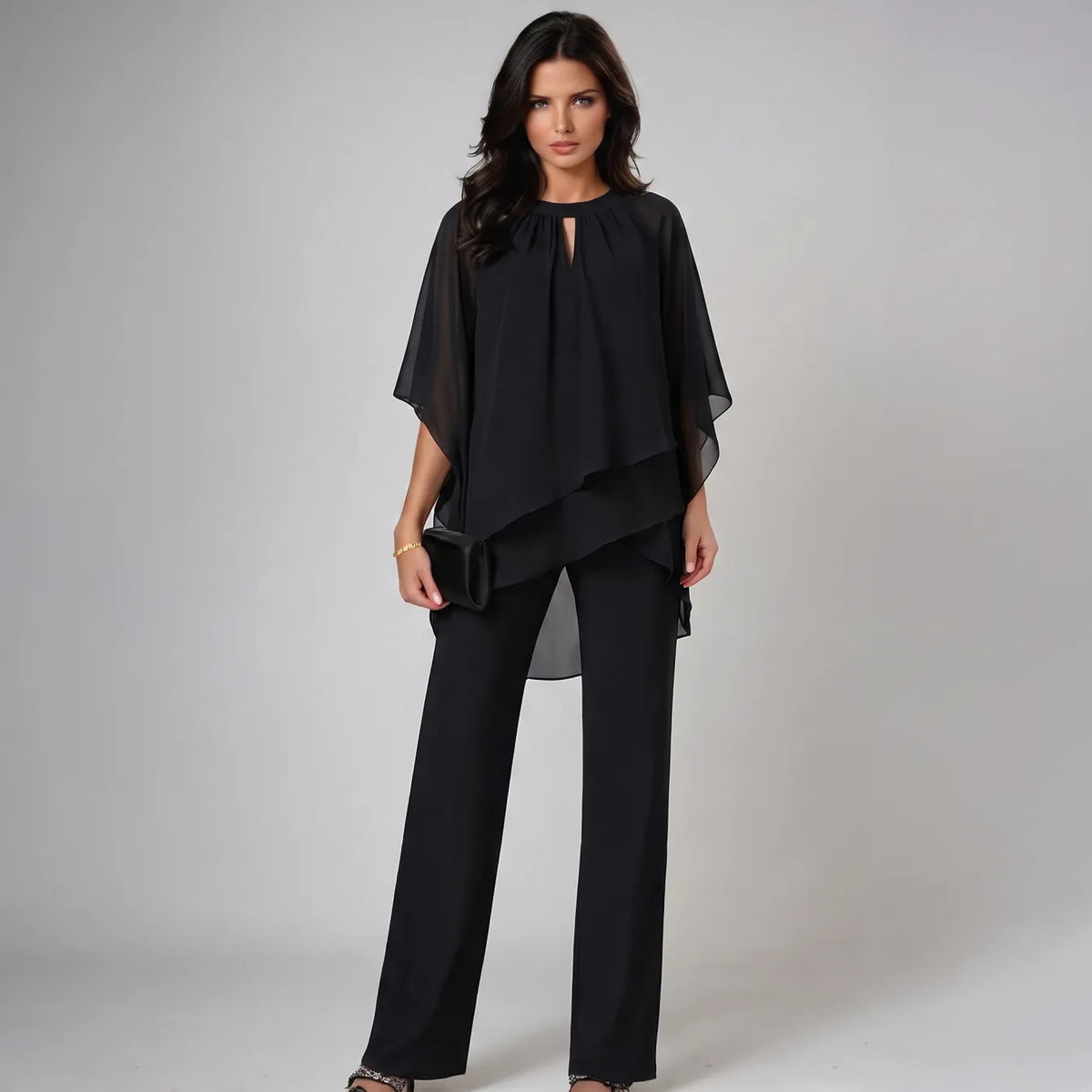 Shianne | Completo Due Pezzi con Blusa Velata e Pantalone Dritto