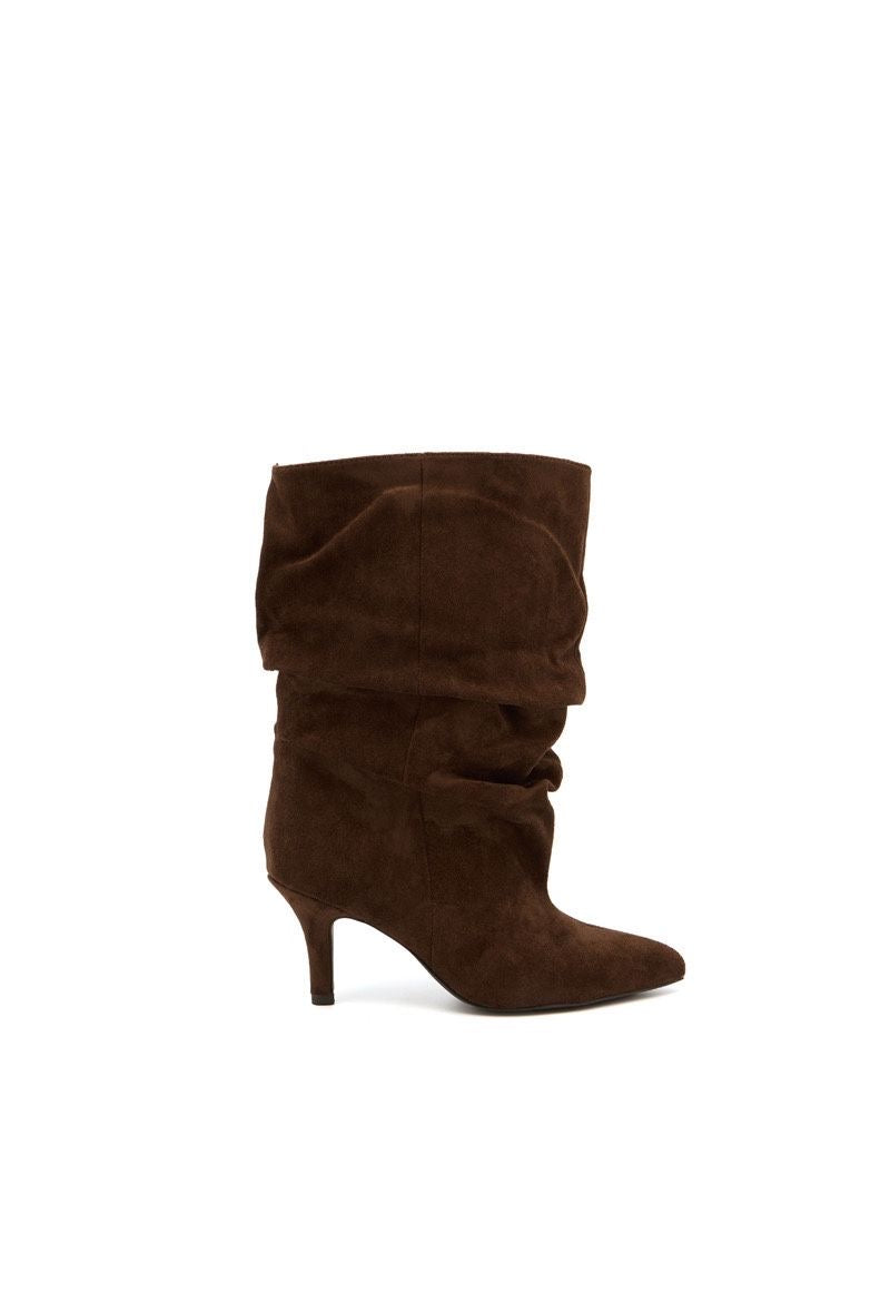 Stivaletti slouchy scamosciati LUCY - Marrone